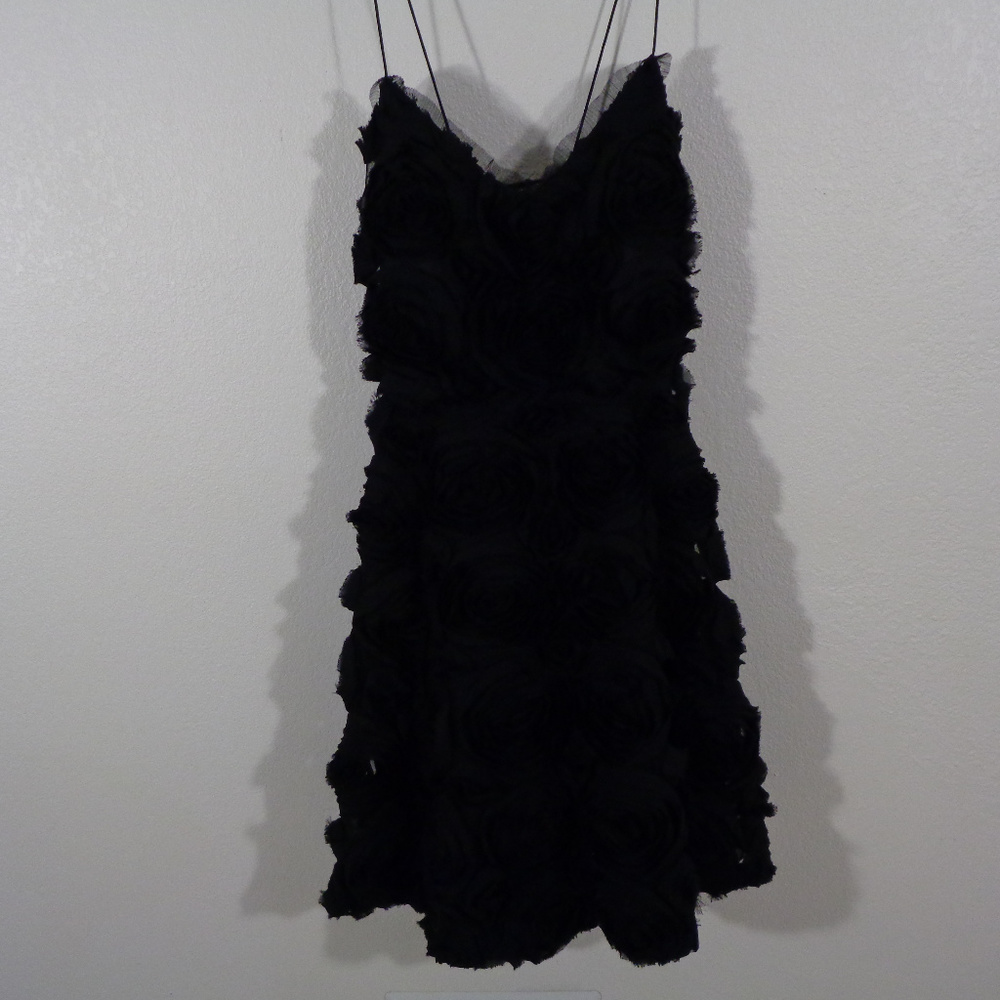 BLACK LAUNDRY SILK CHIFFON ROSETTE A LINE DREAM